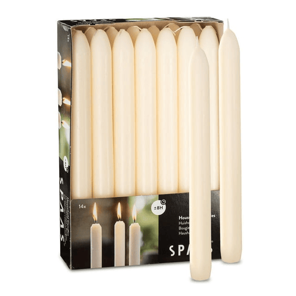 SPAAS Ivory Taper Candles - 14 Pack | 9 Inch Tall Candles, Unscented Premium Wax | 8 Hour Long Burning Ivory Candlesticks for Home Decoration, Wedding, Holiday and Parties EasyOptionXY LLC