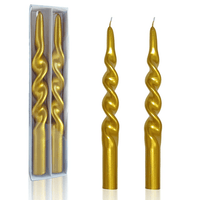 FCMSHAMD 9.8" Gold Spiral Taper Candles Sticks for Wedding DInner Decoration ,Unscente Dripless Smokeless Pack of 2 EasyOptionXY LLC
