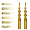 FCMSHAMD 9.8" Gold Spiral Taper Candles Sticks for Wedding DInner Decoration ,Unscente Dripless Smokeless Pack of 2 EasyOptionXY LLC