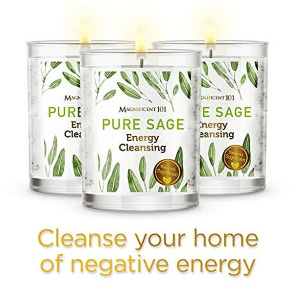 Magnificent 101 Pure Sage Smudge Candles for House Energy Cleansing, Set of 3 EasyOptionXY LLC