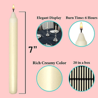 7 Inch Ivory Taper Candles 6 Hour Burning Candle Decorate Your Dinner Wedding Table Dripless&nbsp;and Smokeless Candle Unscented Fits Most candlesticks -20 Pack Household Candles EasyOptionXY LLC