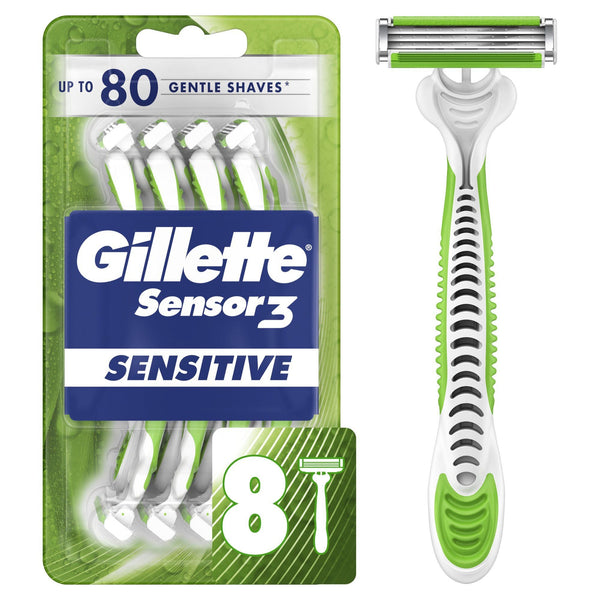 Gillette Sensor3 Sensitive Men's Disposable Razor; 8 Count EasyOptionXY LLC