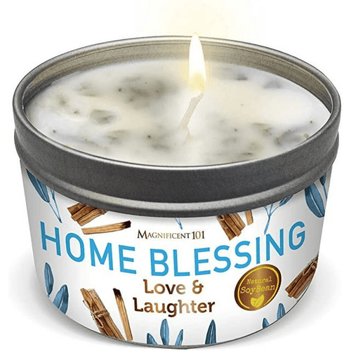 Magnificent 101 Long-Lasting Home Blessing - Love & Laughter Aromatherapy Smudge Candle | 6 Oz - 35-Hour Burn | Soy Wax, Sage, Bergamot & Sandalwood | Meditation & Manifestation EasyOptionXY LLC