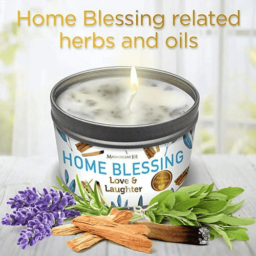 Magnificent 101 Long-Lasting Home Blessing - Love & Laughter Aromatherapy Smudge Candle | 6 Oz - 35-Hour Burn | Soy Wax, Sage, Bergamot & Sandalwood | Meditation & Manifestation EasyOptionXY LLC