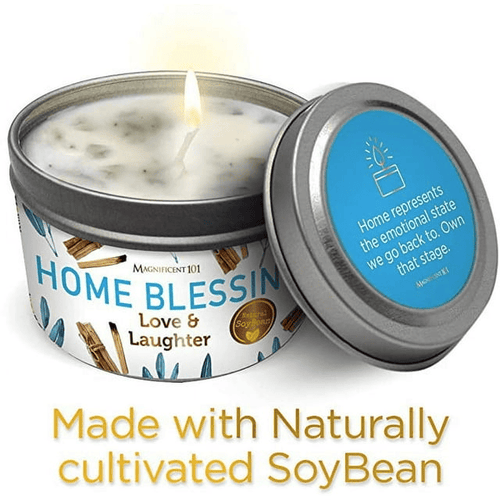 Magnificent 101 Long-Lasting Home Blessing - Love & Laughter Aromatherapy Smudge Candle | 6 Oz - 35-Hour Burn | Soy Wax, Sage, Bergamot & Sandalwood | Meditation & Manifestation EasyOptionXY LLC