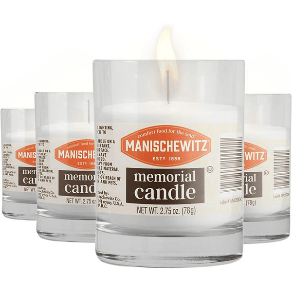 Manischewitz One Day Glass Yahrzeit Memorial Candles 4 Pack Burns Approximately 26 Hours EasyOptionXY LLC