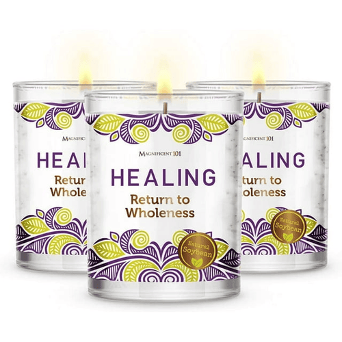Magnificent 101 Long Lasting Healing Set of 3 Aromatherapy Candles | 3.5 Oz Each - 42 Hour Burn Time | Soy Wax Smudge Candle for Spiritual Meditation & Manifestation EasyOptionXY LLC