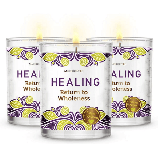 Magnificent 101 Long Lasting Healing Set of 3 Aromatherapy Candles | 3.5 Oz Each - 42 Hour Burn Time | Soy Wax Smudge Candle for Spiritual Meditation & Manifestation EasyOptionXY LLC