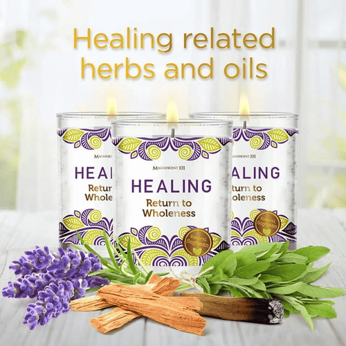 Magnificent 101 Long Lasting Healing Set of 3 Aromatherapy Candles | 3.5 Oz Each - 42 Hour Burn Time | Soy Wax Smudge Candle for Spiritual Meditation & Manifestation EasyOptionXY LLC