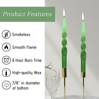 FCMSHAMD 10 inch Blue Green Spiral Taper Candles Sticks for Dinner Home Decoration Unscented Dripless Smokeless Pack of 2 EasyOptionXY LLC