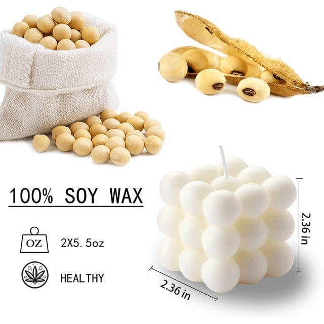Bubble Candle - Cube Soy Wax Candles, Home Decor Candle, Scented Candle Set 2 Pieces, Home Use and Gifting