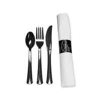 Napkin Roll with Fork, Knife, Spoon - Black (25ct) EasyOptionXY LLC