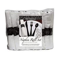 Napkin Roll with Fork, Knife, Spoon - Black (25ct) EasyOptionXY LLC