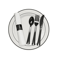 Napkin Roll with Fork, Knife, Spoon - Black (25ct) EasyOptionXY LLC