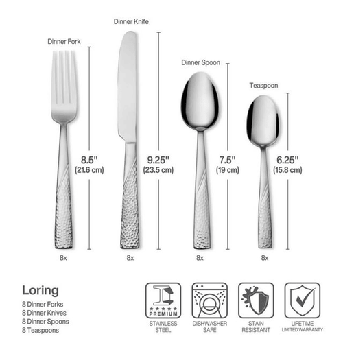 International Silver Loring 34-Piece 18.0 Flatware Set, Service for 8 EasyOptionXY LLC