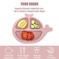 Soft Silicone Baby Feeding Set, Baby Weaning Set, Children's Cutlery Set with Adjustable Bib, Suction Cup Whale Divider Plate, Suction Cup Bowl, Stage 1 & 2 Spoon & Fork (Pink) EasyOptionXY LLC