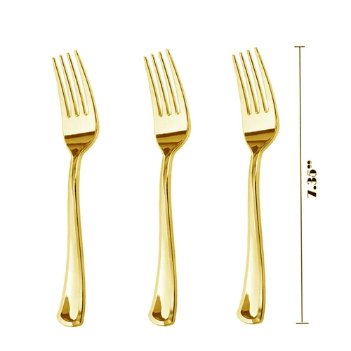 JL Prime 100 Piece Gold Plastic Forks Set, Re-Usable Recyclable Plastic Forks, Gold Plastic Forks, Great for Wedding, Anniversary, Rehearsal, Shower Events EasyOptionXY LLC