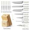 CAROTE 14 Pieces Knife Set with Wooden Block Stainless Steel Knives Dishwasher Safe with Sharp Blade Ergonomic Handle Forged Triple Rivet-Pearl White EasyOptionXY LLC