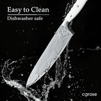 CAROTE 14 Pieces Knife Set with Wooden Block Stainless Steel Knives Dishwasher Safe with Sharp Blade Ergonomic Handle Forged Triple Rivet-Pearl White EasyOptionXY LLC