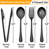 Walchoice 8 Pieces Serving Utensils Set, Stainless Steel Hostess Set, Includes Slotted Spoon/Serving Spoon/Serving Fork/Serving Tongs, Mirror Polished & Dishwasher Safe - Black EasyOptionXY LLC