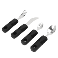 Weighted Utensils, Parkinsons Utensils Rubber Handle 4 Pieces Nonslip Grip For Parkinson EasyOptionXY LLC