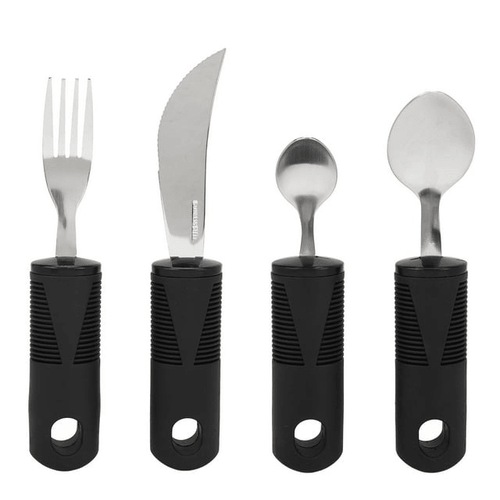 Weighted Utensils, Parkinsons Utensils Rubber Handle 4 Pieces Nonslip Grip For Parkinson EasyOptionXY LLC