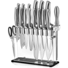 Knife Set 17 Pieces Stainless Steel Hollow Handle Cutlery Block Set EasyOptionXY LLC