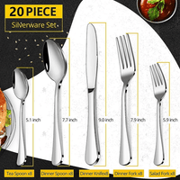 Silverware Set 20 Piece Gold Silverware Flatware Cutlery Set With Stand Include Knife Fork Spoon,Hanging Stainless Steel Utensils Set Service for 4, Dishwasher Safe (silver) EasyOptionXY LLC