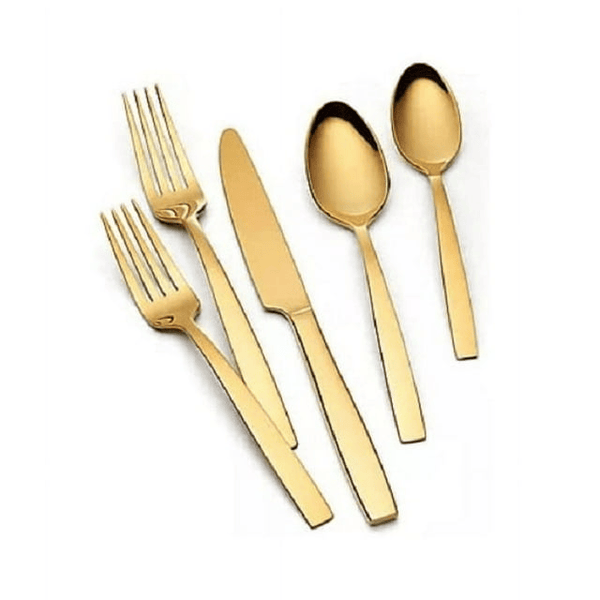 Hampton Forge Skandia Clearview Satin 20 Piece Flatware Set (Gold) - Stainless Steel EasyOptionXY LLC