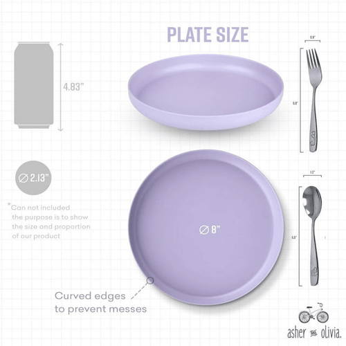 Bamboo Plates and Stainless Steel Silverware Set ¨C (12-Piece) 4 Plates 8 Inch, 4 Forks and 4 Spoons ¨C Eco-Friendly BPA Free, Self Feeding Dishwasher Safe Tableware Set for Preschooler Toddler and Kids EasyOptionXY LLC