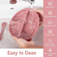 Silicone Baby Feeding Set, 9 Piece Baby Led Weaning Utensils Set Includes Suction Bowl and Plate, Baby Spoon and Fork, Sippy Cup with Straw, Baby Feeding Supplies Set EasyOptionXY LLC