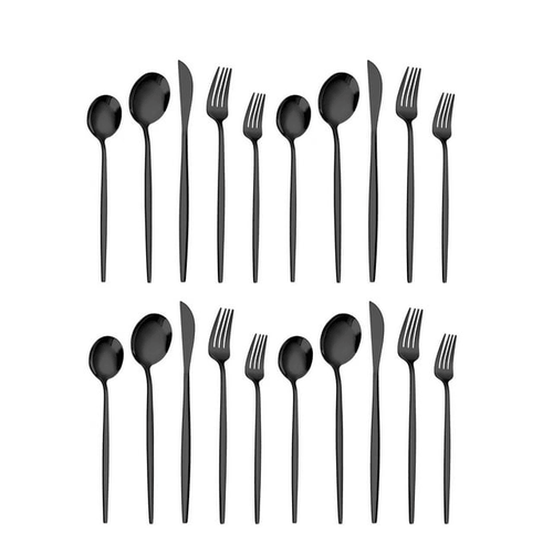 Holocky Black Silverware Set 20pcs Cutlery Set Stainless Steel Flatware EasyOptionXY LLC