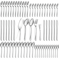 Mirdinner 65 Pcs Silverware Set with Serving Set for 12, Stainless Steel Flatware Cutlery Set Contains 5 Pcs Serving Set, for Home, Restaurant or Parties, Dishwasher Safe EasyOptionXY LLC