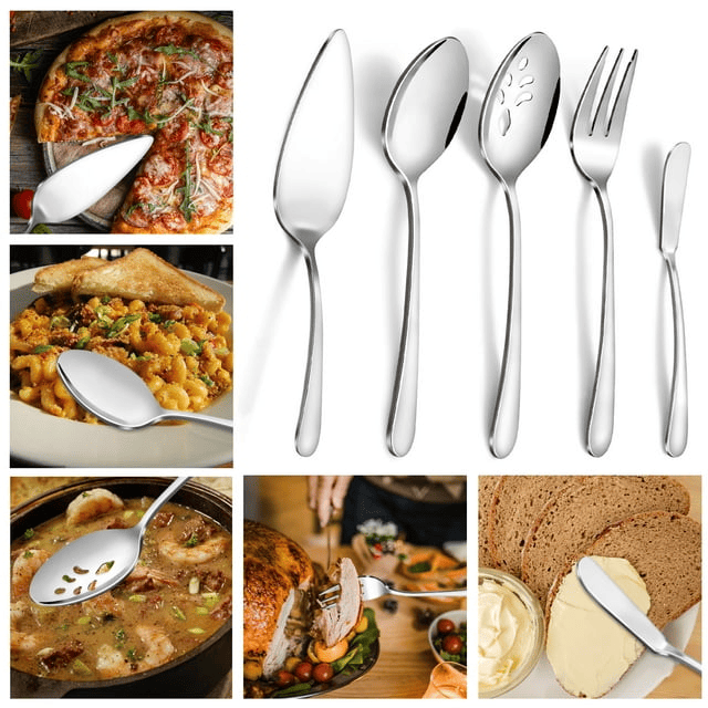 Mirdinner 65 Pcs Silverware Set with Serving Set for 12, Stainless Steel Flatware Cutlery Set Contains 5 Pcs Serving Set, for Home, Restaurant or Parties, Dishwasher Safe EasyOptionXY LLC