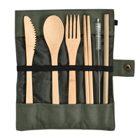 Wooden Travel Cutlery Bamboo Set With Travel Case - Reusable Flatware EasyOptionXY LLC