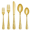 Runfly Vintage Carved Gold Stainless Steel 20 Pieces Flatware Golden Silverware Set,Modern Embossed Cutlery Set Utensils EasyOptionXY LLC