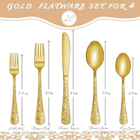 Runfly Vintage Carved Gold Stainless Steel 20 Pieces Flatware Golden Silverware Set,Modern Embossed Cutlery Set Utensils EasyOptionXY LLC