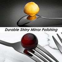 Set of 12, Black Plated Stainless Steel Dinner Forks and Spoons, SourceTon Heavy-duty Forks ( 8 Inch )and Spoons ( 7 Inch) Cutlery Set- Black EasyOptionXY LLC