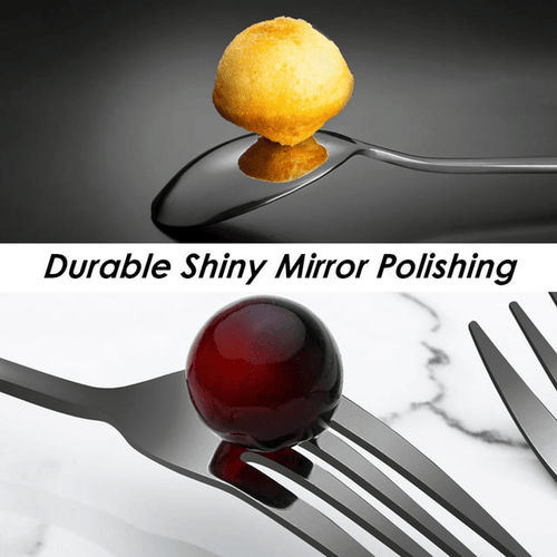 Set of 12, Black Plated Stainless Steel Dinner Forks and Spoons, SourceTon Heavy-duty Forks ( 8 Inch )and Spoons ( 7 Inch) Cutlery Set- Black EasyOptionXY LLC