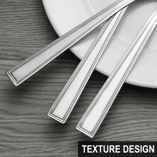 Bestdin 24 Pieces Forks Set, 7.8" Stainless Steel Forks Cutlery Set, Texture Design Square Handle Mirror Polished Dinner Fork, Metal Fork for Home Kitchen Restaurant or Hotel, Dishwasher Safe EasyOptionXY LLC