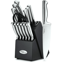 Marco Almond KYA28 14-Piece Stainless Steel Cutlery Kitchen Knife Set with Block,Built-in Sharpener EasyOptionXY LLC