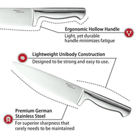 Marco Almond KYA28 14-Piece Stainless Steel Cutlery Kitchen Knife Set with Block,Built-in Sharpener EasyOptionXY LLC
