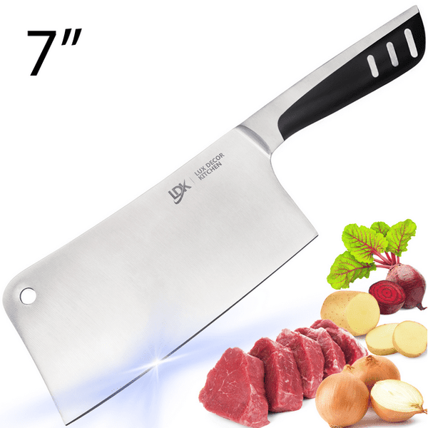Lux Decor Kitchen Butcher Knife Stainless Steel - 7 Inch Multi Purpose Best for Home Kitchen and Restaurants Chef Knife Heavy Duty Chopper Meat Cleaver EasyOptionXY LLC
