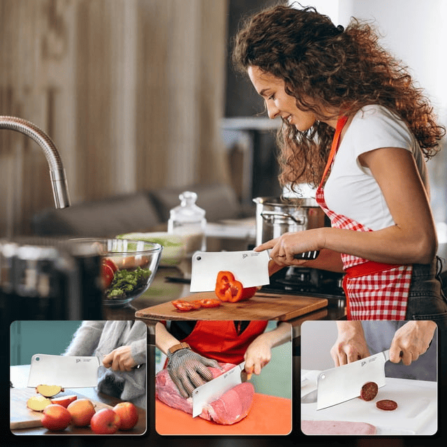 Lux Decor Kitchen Butcher Knife Stainless Steel - 7 Inch Multi Purpose Best for Home Kitchen and Restaurants Chef Knife Heavy Duty Chopper Meat Cleaver EasyOptionXY LLC