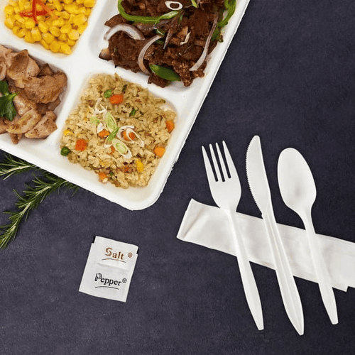 Karat PP Plastic Medium Weight Cutlery Kits with Salt and Pepper - White - 250 ct EasyOptionXY LLC