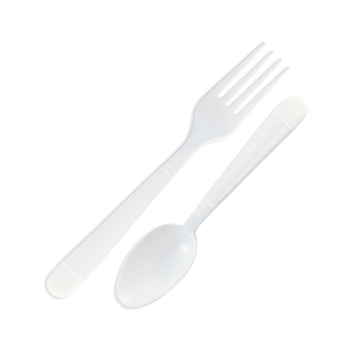 MAUI Plastic Cutlery Set - 100 Forks - 100 Spoons - Heavy Duty disposable forks and spoon. spoon good for soup and dinning, super heavy weight. good to use for parties and gathering. easy to open. EasyOptionXY LLC