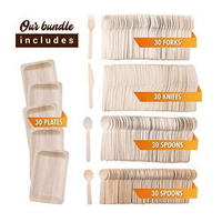 Disposable Wooden Cutlery Utensils Set ¨C (Pack of 270) 55 7.8-inch Plates 55 Forks 55 Knives 55 Spoons 50 Small Spoons Eco-Friendly Silverware Compostable Flatware Biodegradable Better T EasyOptionXY LLC