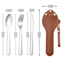 ReaNea Silver Portable Flatware Set,Camping Utensils Set 3 Pcs Stainless Steel Reusable Travel Utensils EasyOptionXY LLC