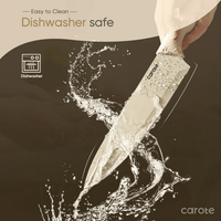 CAROTE 12 Pieces Kitchen Knife Set, Stainless Steel Knife Set With Nonstick Creamic Coating,Dishwasher Safe with 6 Blade Guards,Anti-Rust,Brown EasyOptionXY LLC