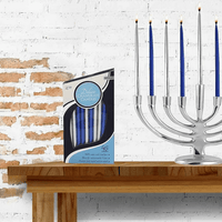 Zion Judaica Deluxe Chanukah Candles Set of 45 Metallic Blue & Silver Hand Dipped Hanukkah Candles with DIY Dreidel & Prayer Card Elegant Menorah Candle Set for Standard Menorahs Decorative Candles EasyOptionXY LLC